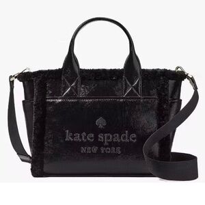 🖤♠️🖤NWT-Kate Spade Jett Shearling Trim Large BlackTote🖤♠️🖤